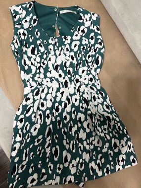 Zara Green, White & Black Animal Print Sleeveless Mini Romper